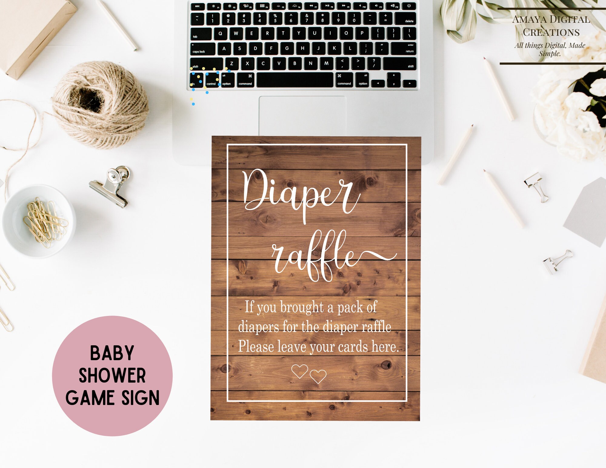 Diaper Raffle Sign, Instant Download Digital, PDF Files,non Editable ...