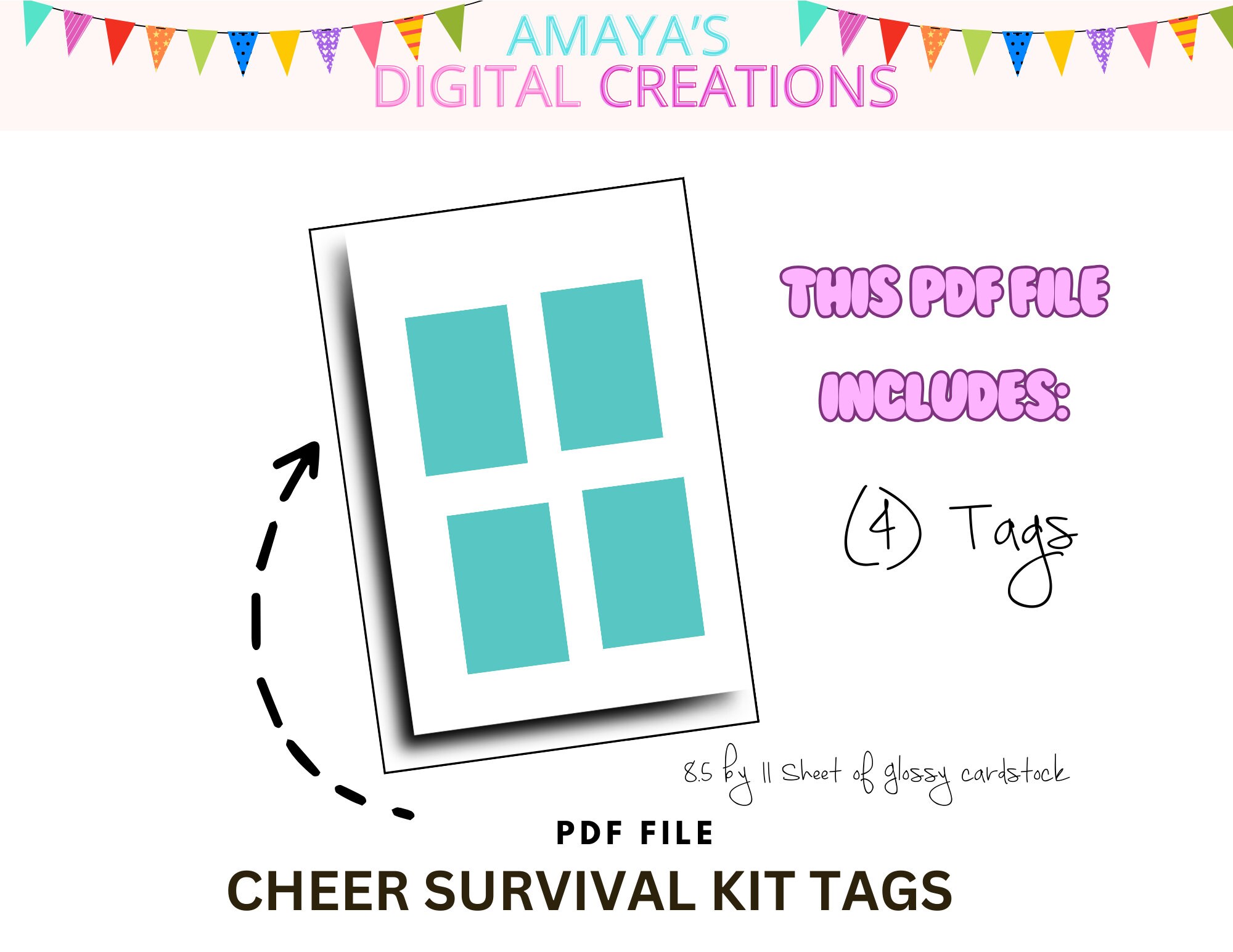 Cheer Survival Kit Tags | Green Competition Gift (PDF) - Etsy