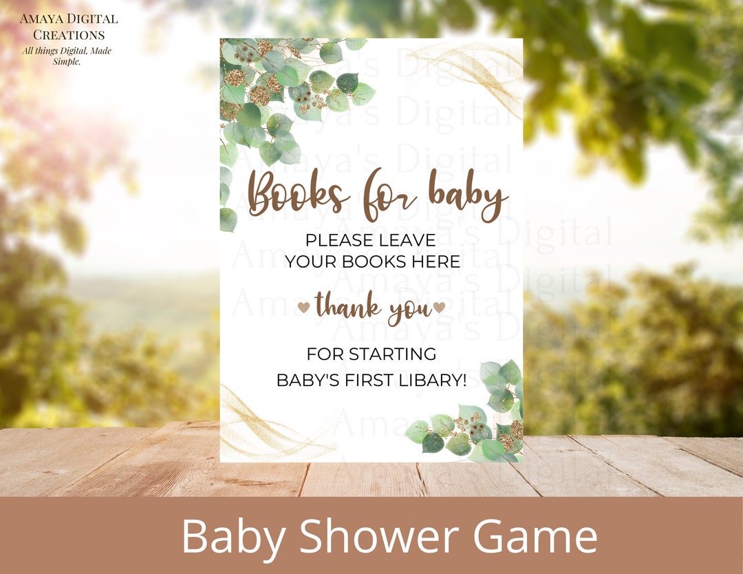 Greenery Books for Baby Sign Baby Shower, Baby Sign Printable,non