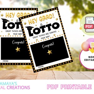 Étiquette pour porte-billets de loto de remise des diplômes | Fichier PDF | Cadeau de félicitations pour diplômé | Cadeau imprimable à gratter | Idée de fête de remise des diplômes bricolage | Style 101b