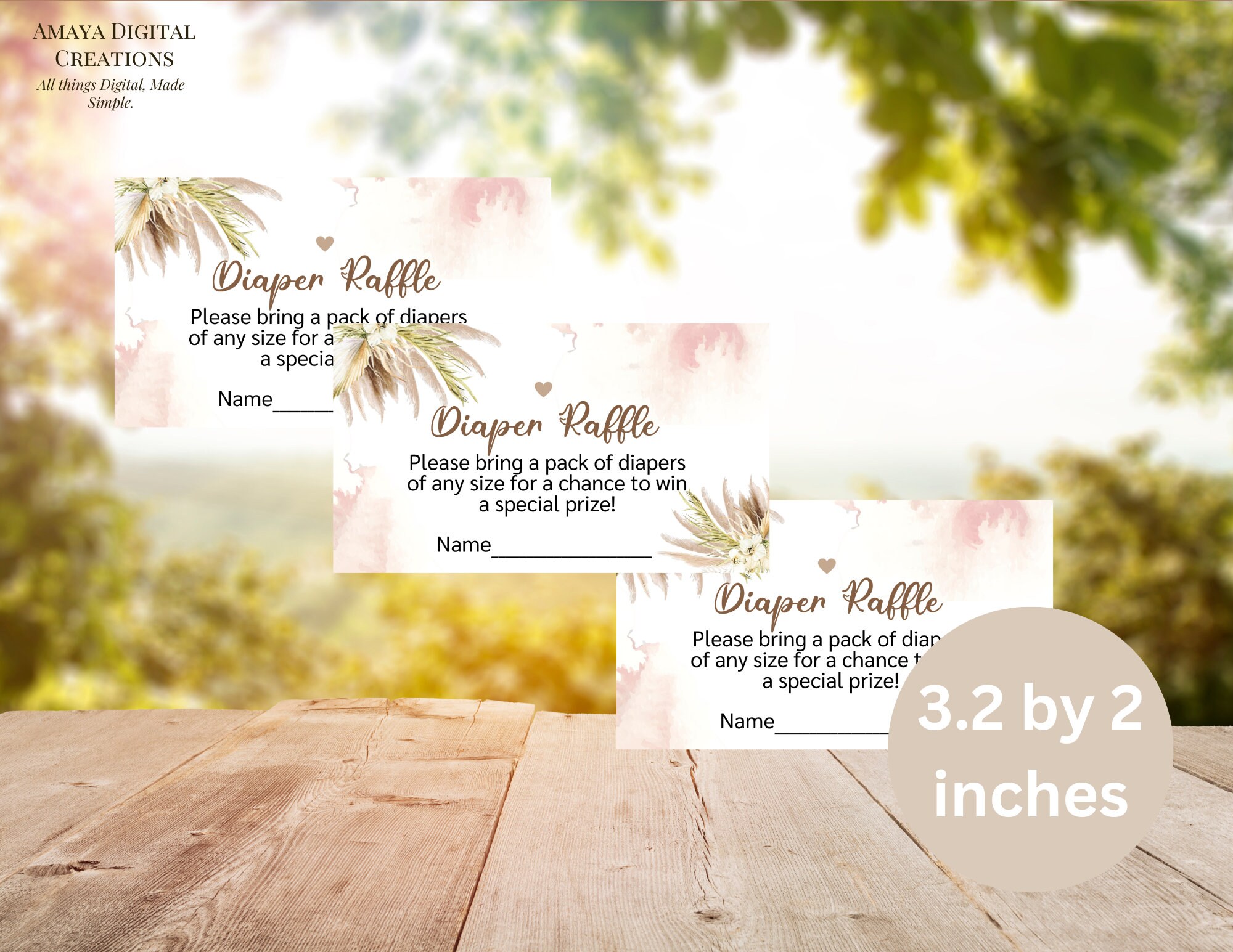 Boho Diaper Raffle Ticket Printable, Baby Shower Game (PDF) - Etsy