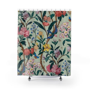 Floral Shower Curtain: Rustic Farmhouse Bathroom Decor