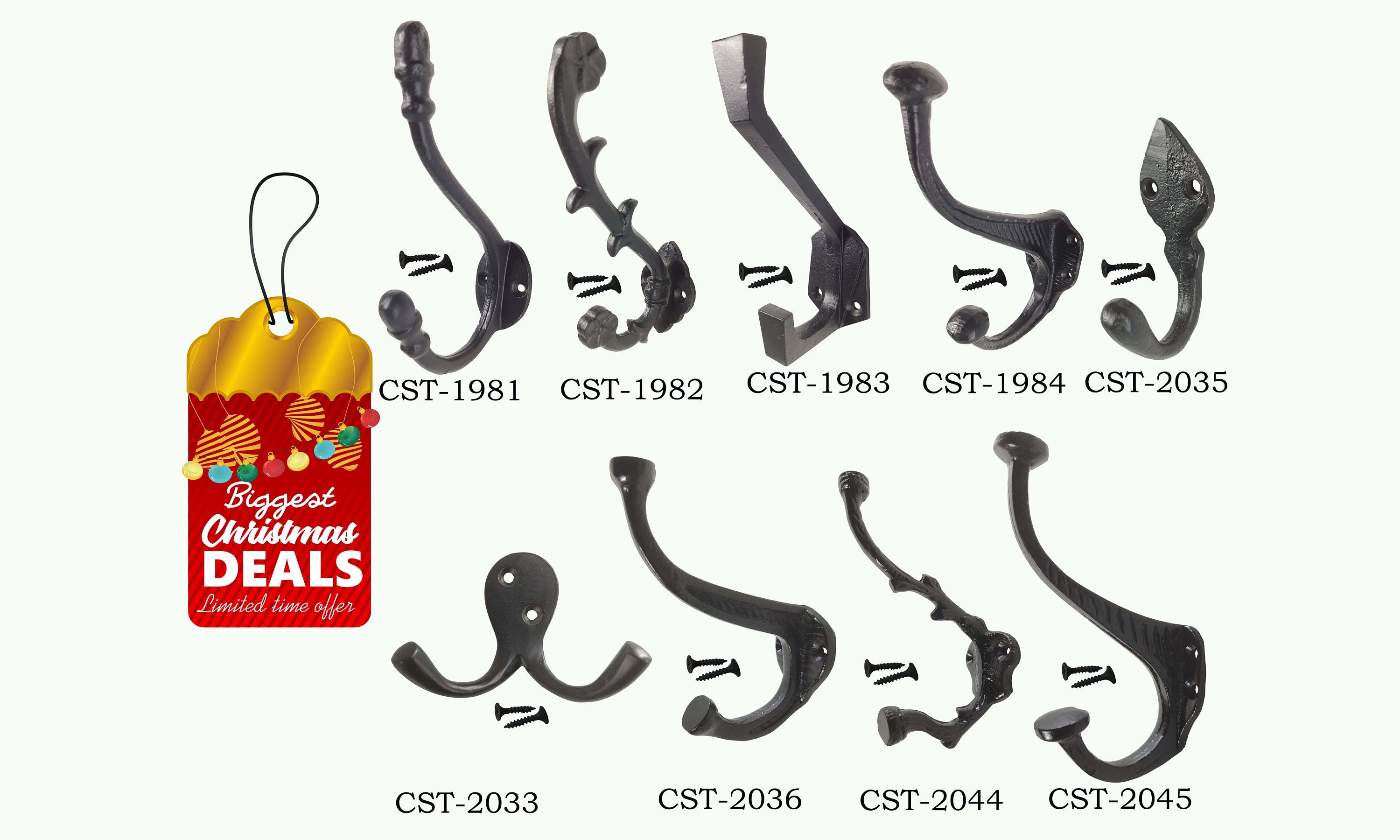 Set of 8 Cast Iron Coat Hooks / Wall Mounted Rustic Farmhouse Etsy