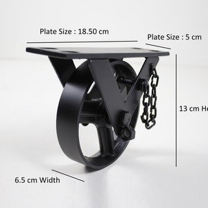 Set of 4 ( Free Shipping) 5&quot; Industrial Black Cast Iron Caster With Lock , Break Features For DIY Project,  (2 Lock 2 Without Lock Wheels)
