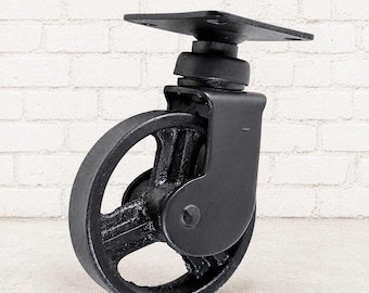 2.5" Swivel Black Iron Caster: Vintage Style Wheel for Furniture