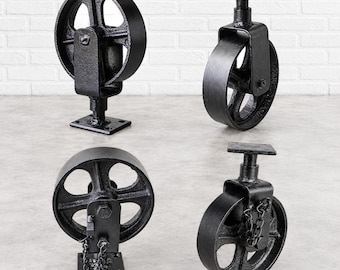 Set of 4: 7" Vintage Style Heavy Duty Swivel Casters with Lock (2 Locking)
