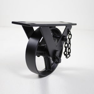 5 インチの頑丈な工業用黒鋳鉄キャスター (ロック オプション付き)。DIY カスタム プロジェクト、コーヒー テーブル、トロリー、カート、テーブル、ベンチに最適です。