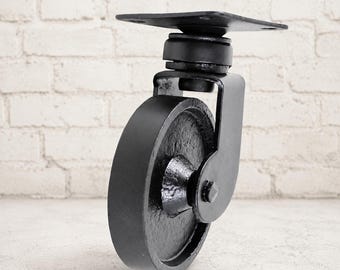 2.5" Swivel Cast Iron Caster: Heavy Duty DIY Cart Wheel