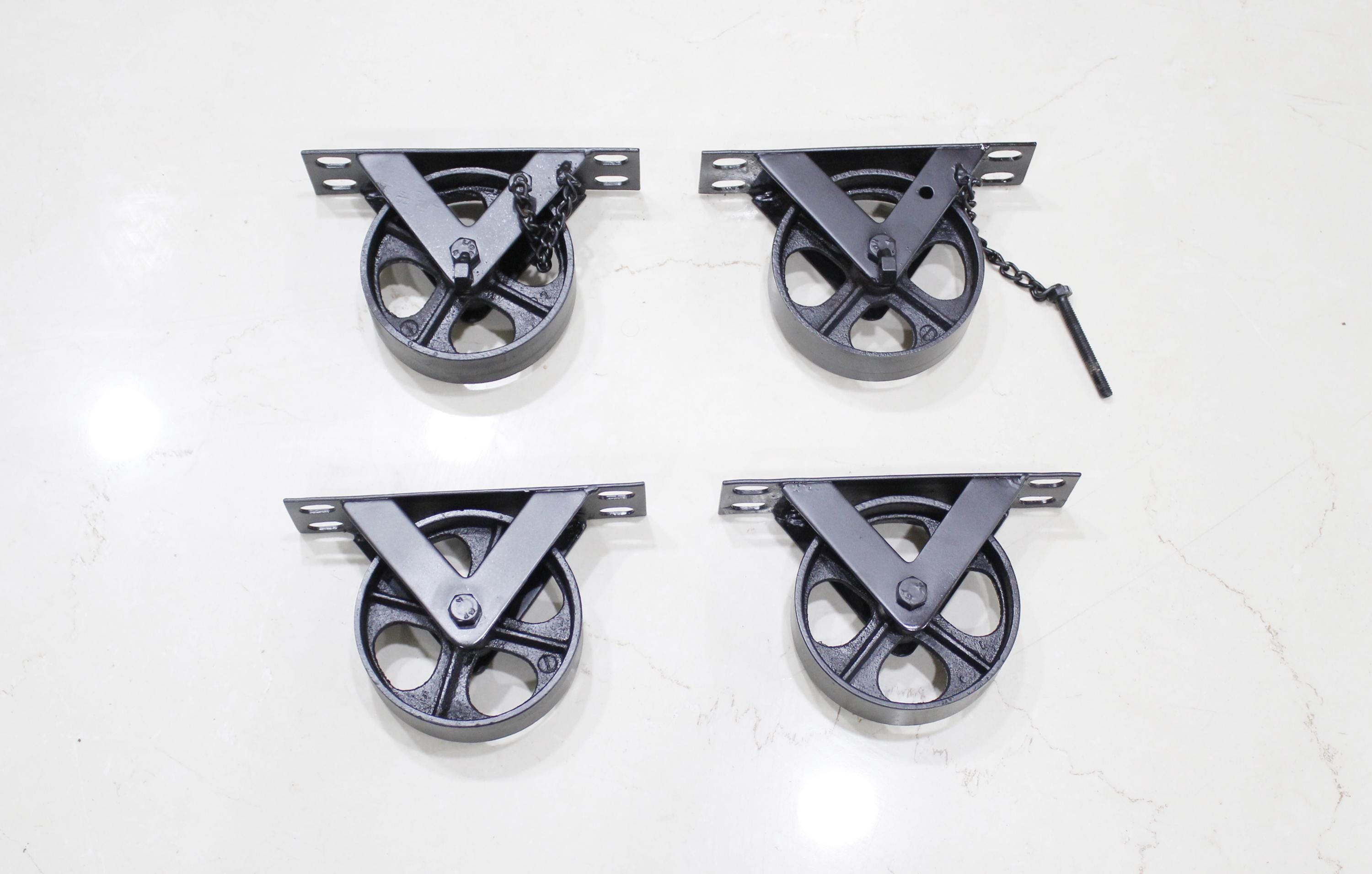ロック付き5インチ工業用黒色鋳鉄製キャスター4個セット - Etsy 日本