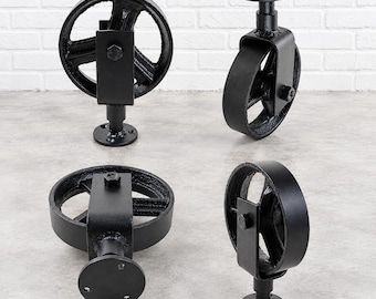 Set of 4 Black Swivel Caster: 7" Heavy Duty Industrial Wheel for DIY Projects