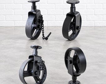 Black Swivel Caster Wheel: 7" Heavy Duty Antique Style