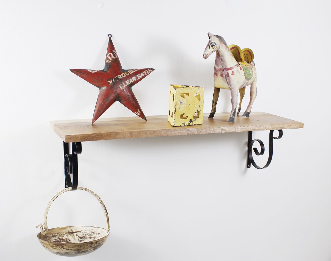 Set of 2, Black Metal Shelf Bracket, Hardware Included, Heavy Duty