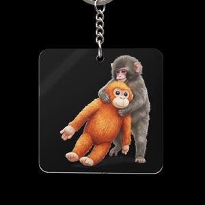Punch Monkey Keychain | Monkey Punch Key chain, Monkey Square Keyring, Punch Baby Monkey, Team Punch, Animal Lover Charm, Kids Gifts