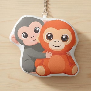 Punch Monkey Keychain | Monkey Punch Mini Plush Keyring, Monkey Pillow Key chain, Punch Baby Monkey, Team Punch, Punch Monkey Plush Charm
