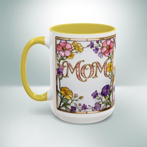 Custom MOM Mug with Kids Names - Personalized Stained Glass Floral Mug - Mothers Day Gift for Mom, Mom Birthday Boho Floral Mug Gift for Her image 13