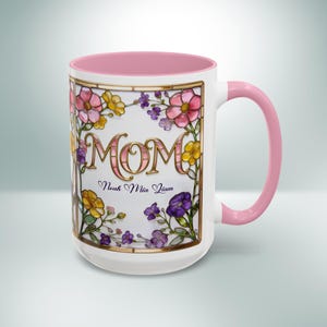 Custom MOM Mug with Kids Names - Personalized Stained Glass Floral Mug - Mothers Day Gift for Mom, Mom Birthday Boho Floral Mug Gift for Her image 10