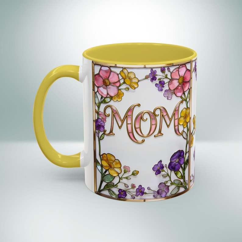 Custom MOM Mug with Kids Names - Personalized Stained Glass Floral Mug - Mothers Day Gift for Mom, Mom Birthday Boho Floral Mug Gift for Her image 11