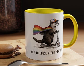 Gay Otter Mug - Funny Gay Pride Mug - Kerfuffle Mug - LGBTQ Coffee Mug - Rainbow Pride Cup - Queer Humor Mug - Otter Coffee Cup - Gay Cup