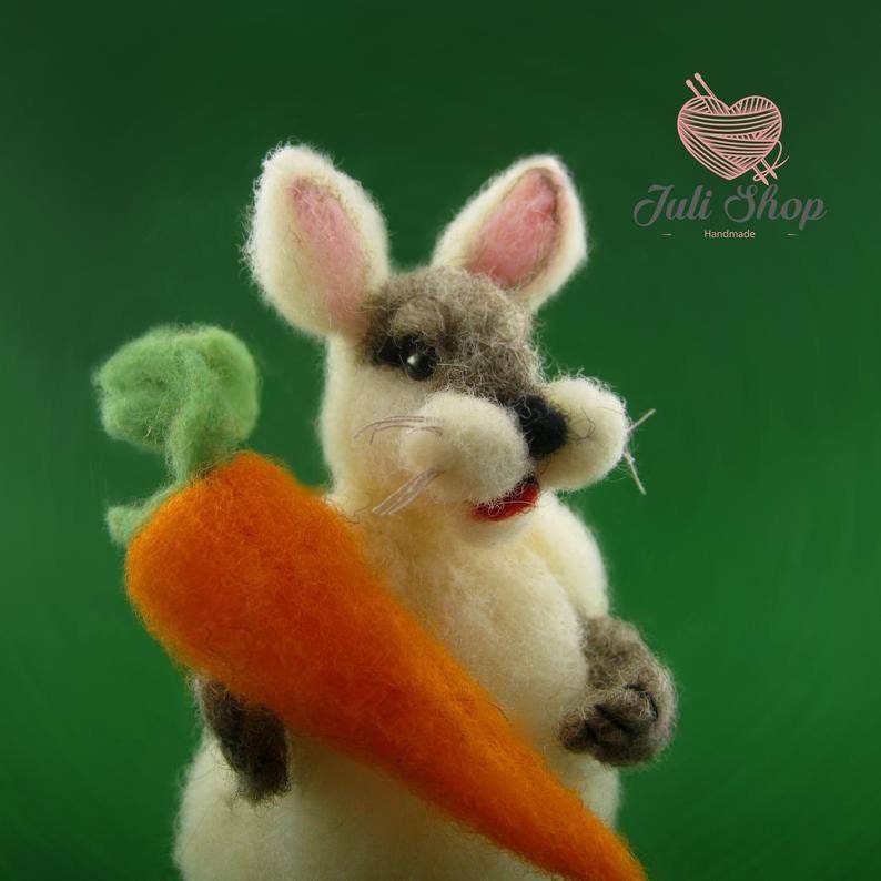 Bunny Felt Toy Handmade Doll Soft Sculpture Needle Felted - Etsy UK
