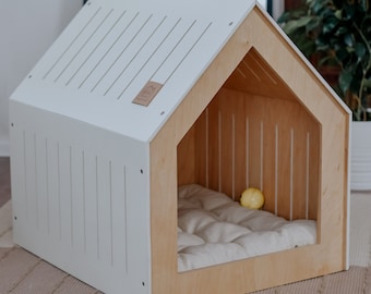 White Pet House, Dog House, Cat House | Dog Bed, Cat Bed, Modern Dog Crate, Cat Crate, Pet Furniture, Pet Gift, Dog Kennel, Cat Kennel