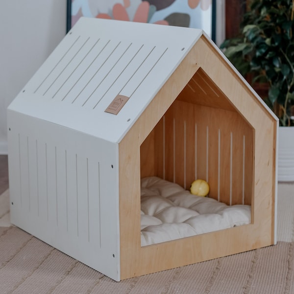 White Pet House, Dog House, Cat House | Dog Bed, Cat Bed, Modern Dog Crate, Cat Crate, Pet Furniture, Pet Gift, Dog Kennel, Cat Kennel