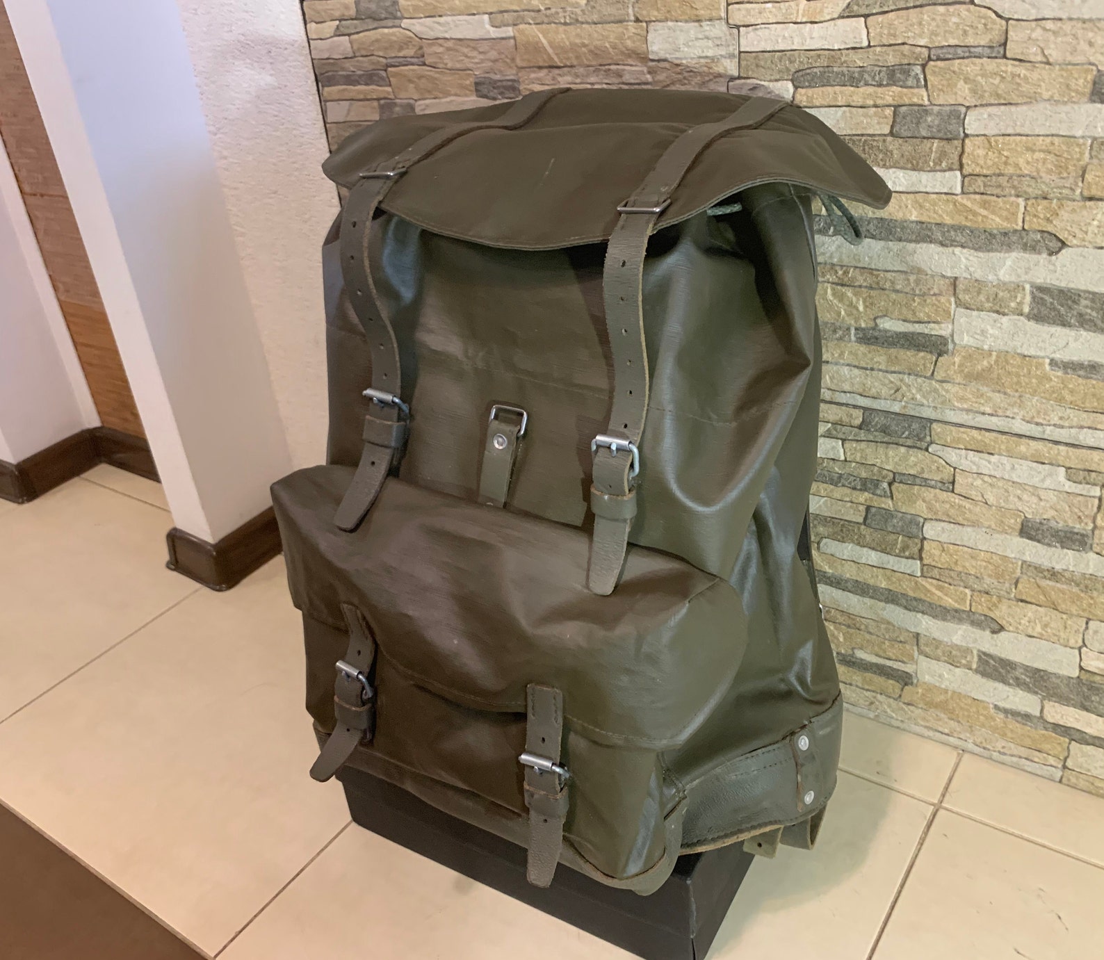 RARE VINTAGE 1979 Swiss Army Waterproof Green Vinyl Backpack Etsy