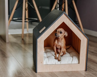 Wooden Dog House, Pet House | plywood house, modern house, barn house, pet bed, dog bed, pet furniture, pet kennel, dog kennel, indoor house