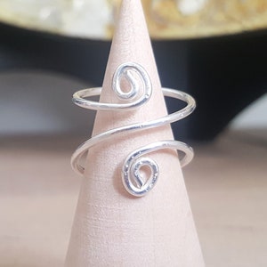 Anello regolabile in argento sterling per artrite a spirale, stecca per nocche