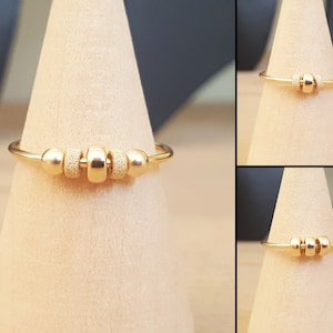 9k solid gold fidget ring with donut beads, Solid gold anxiety ring, Solid gold spinner ring, Solid gold meditation ring, Gold worry ring