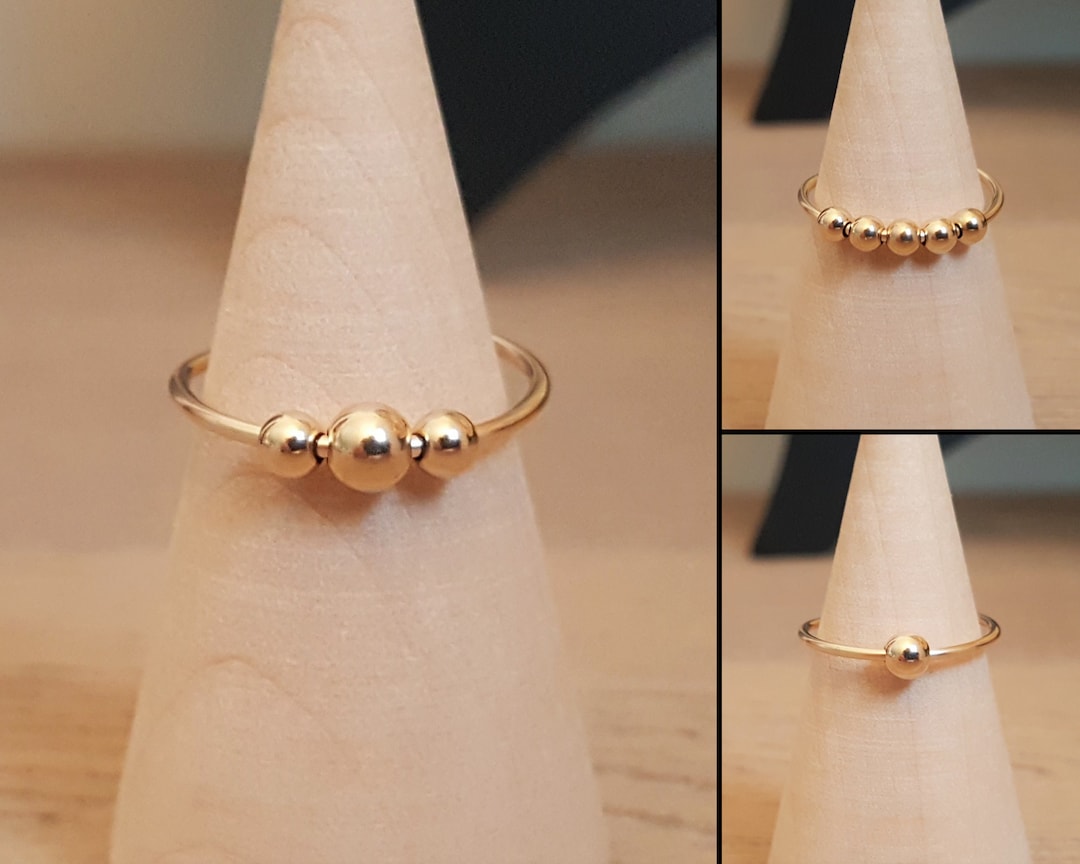 9k Solid Gold Anxiety Ring, Solid Gold Fidget Ring for ADHD, Solid Gold