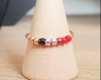 Anxiety Ring with Seed Beads, Sterling Silver or Gold Filled Fidget Ring