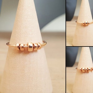 Roségoldener Angstring mit Donut-Perlen, Roségoldener Fidget-Ring für ADHS, Roségoldener Spinnerring zur Angstlinderung, Roségoldener Sorgenring