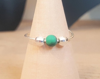 Sterling Silver Gemstone Anxiety Ring, Handmade Fidget Ring