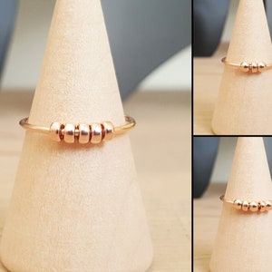 Roségoldener Angstring mit Donutperlen, Roségoldener Fidget-Ring für ADHS, Roségoldener Sorgenring, Roségoldener Spinnerring zur Angstlinderung