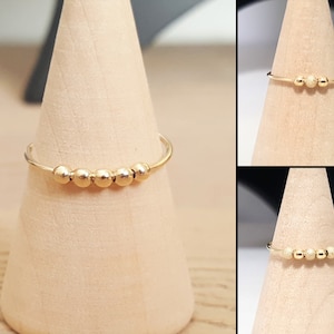 9k dainty gold anxiety ring, Thin wire gold fidget ring, Gold worry ring, Dainty gold spinner ring