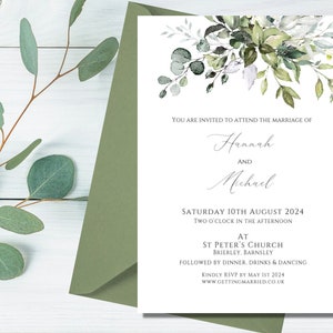 Botanical wedding or evening invitations