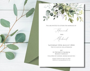 Botanical wedding or evening invitations