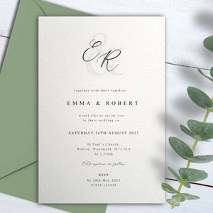 Wedding invitations personalised, Evening reception invitation night invite, day invites, Pale ivory textured card, Envelopes included