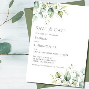 Botanical contemporary save the date or save the evening cards