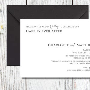 Happily ever after wedding or evening invitations