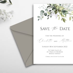 Sage save the date or save the evening cards