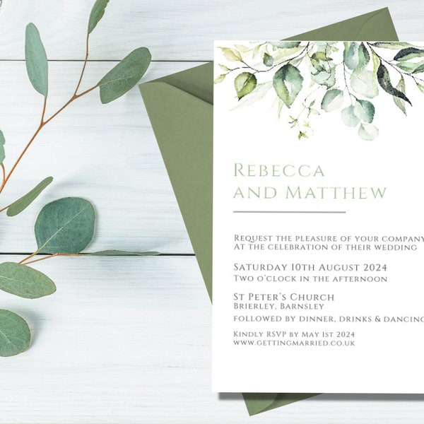 Wedding or evening invitations contemporary botanical design