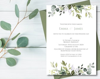 Botanical Wedding or evening invitations