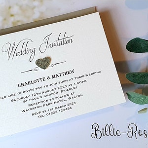 Wedding and evening invitations classic glitter heart design