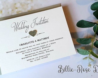 Wedding and evening invitations classic glitter heart design