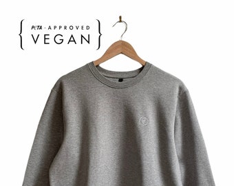 Sustainable Unisex Sweatshirt || Eco-Friendly & Vegan || Multiple colours Embroidery || Grey || Gift Idea || Birthday ||