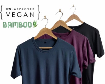 Pack of 3 Bamboo Unisex Sustainable T Shirt MEGA BUNDLE || Eco-Friendly & Vegan || Colours: Blue Purple Black || One of Each Colour ||