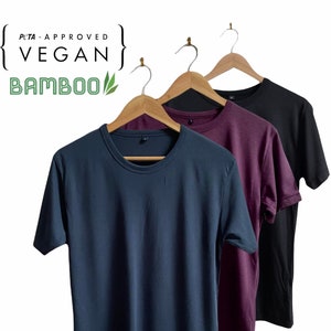 Pack of 3 Bamboo Unisex Sustainable T Shirt MEGA BUNDLE || Eco-Friendly & Vegan || Colours: Blue Purple Black || One of Each Colour ||