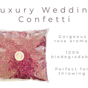 Luxury Wedding Confetti Ecofriendly Biodegradable Packs 1-32 Litres 10-200 Guests Dried Rose Petals Flowers 100% Natural Confetti image 2