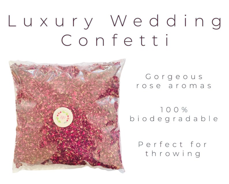 Luxury Wedding Confetti Ecofriendly Biodegradable Packs 1-32 Litres 10-200 Guests Dried Rose Petals Flowers 100% Natural Confetti image 2